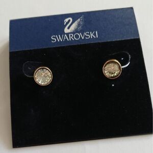 Swarovski gold tone round stud earrings